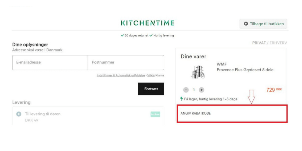 Sådan bruger du en KitchenTime rabatkode