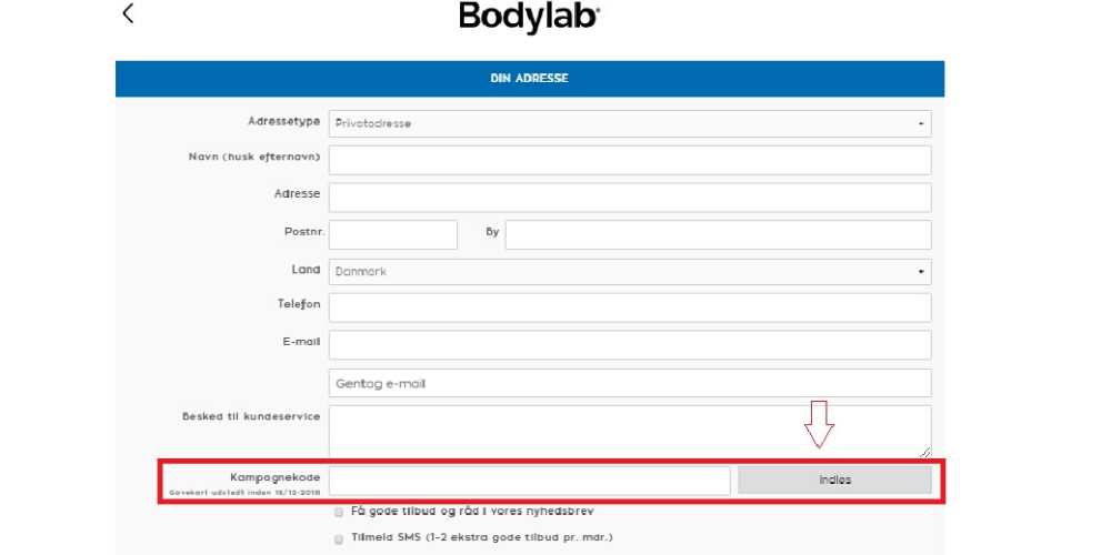 Sådan bruger man en rabatkode Bodylab