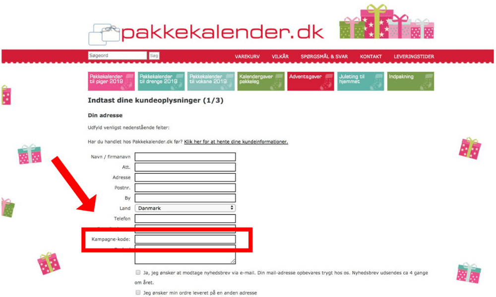 Sådan bruger du Pakkekalender rabatkode