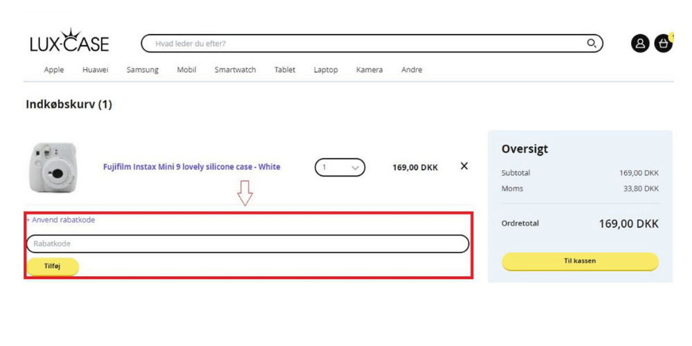 Sådan bruger man en rabatkode Lux-case