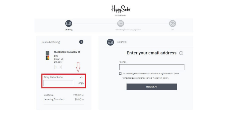 Sådan bruger du en Happy Socks rabatkode