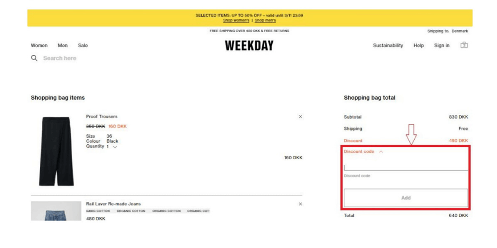 trolley bus balkon ved godt 10% Weekday 𝗥𝗮𝗯𝗮𝘁𝗸𝗼𝗱𝗲 & Tilbud (Januar 2022) Danmark