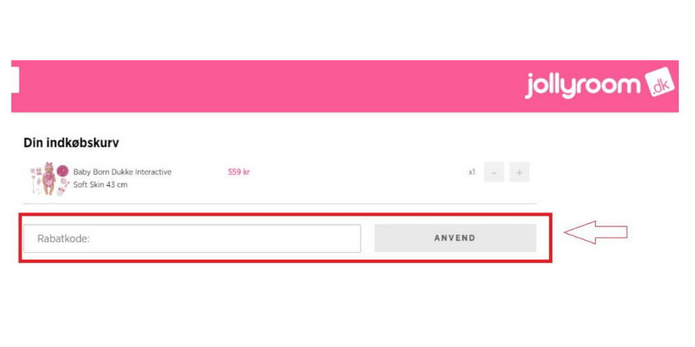Sådan bruger du en Jollyroom rabatkode