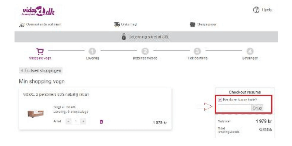 Sådan bruger du en VidaXL rabatkode