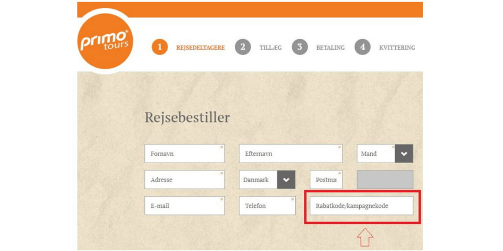 Sådan bruger man en rabatkode Primo Tours