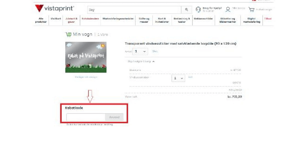 Sådan bruger man en rabatkode Vistaprint