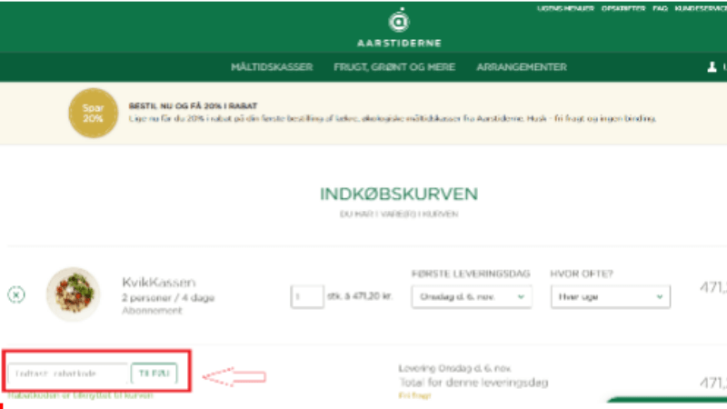 Sådan bruger man en rabatkode Aarstiderne