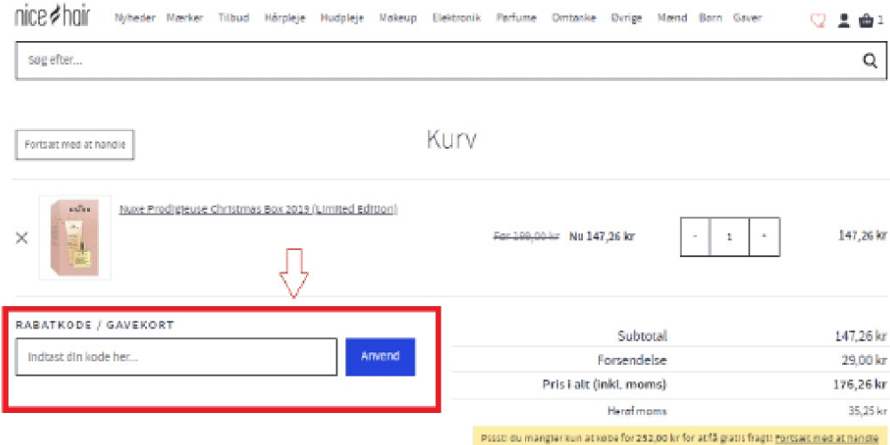 Sådan bruger du en NiceHair rabatkode