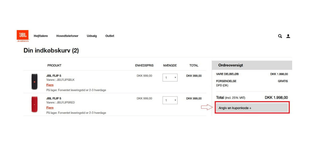 Sådan bruger man en rabatkode JBL