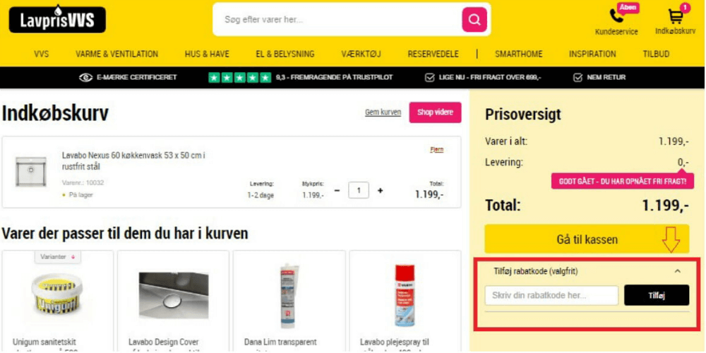 Sådan bruger man en rabatkode LavprisVVS